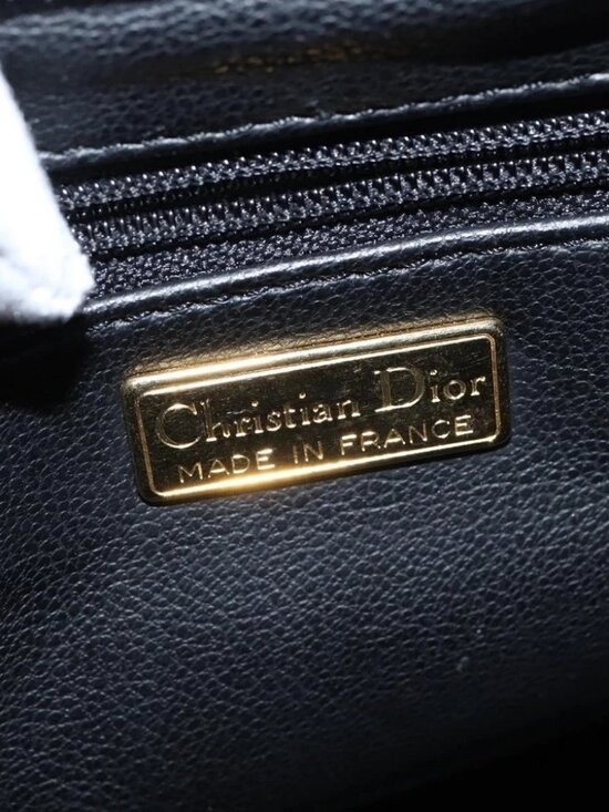Christian Dior Backpack Leather Blue Gold Auth